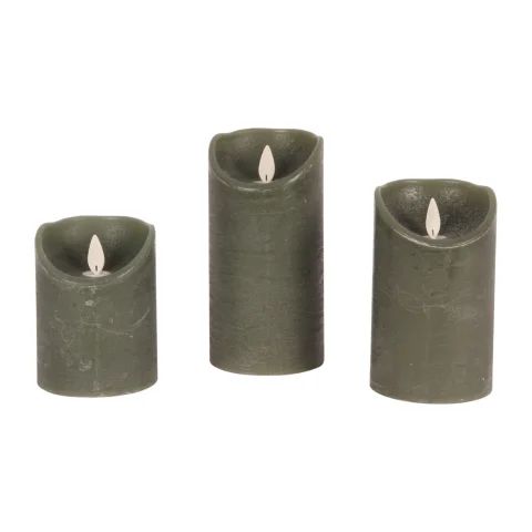 Ledkaarsen wax - groen - set van 3