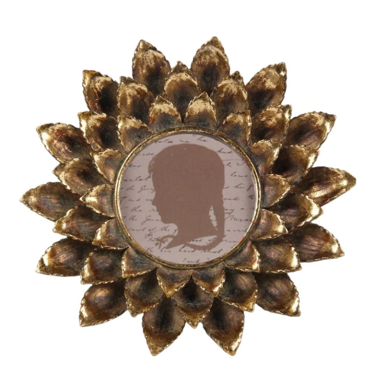 Fotolijst 10x10 cm - goud - kunsthars - rond - staand