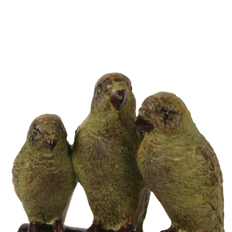 Papegaaienbeeld op voet - groen - 33 cm