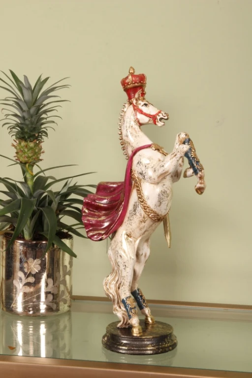 Paardenbeeld - Rood/Wit - 40 cm