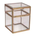 Sieradendoos 10x10x13 cm - goud - messing en glas
