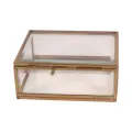 Sieradendoos 11 x 9 x 4,5 cm - goud - messing en glas
