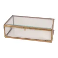 Sieradendoos 17,5 x 10 x 5,5 cm - goud - messing en glas