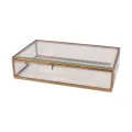 Sieradendoos 22,5x14x5,5 cm - goud - messing en glas