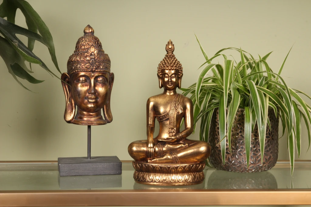 Boeddha-beeld - goud - 33 cm - kunsthars