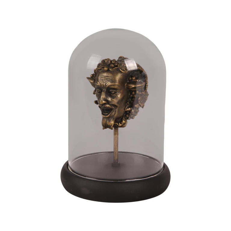 Bacchus-figuur met glazen stolp - goud - 23 cm - kunsthars