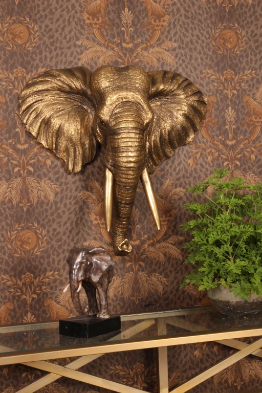 Wandornament Olifant - goud - 61 cm - kunsthars