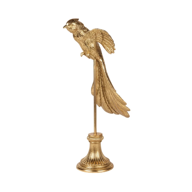 Vogelbeeld op standaard - goud - 49,5 cm - 1 stuk