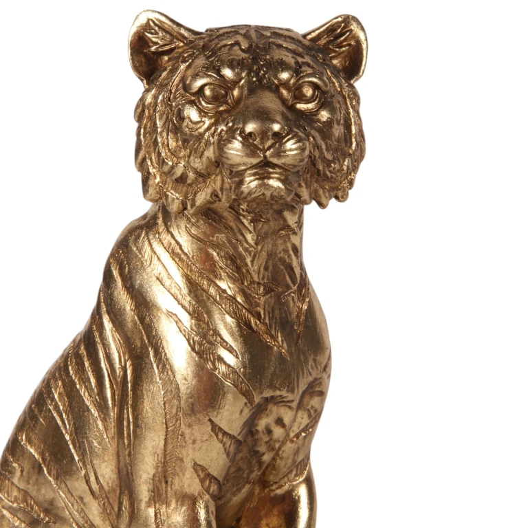 Tijgerbeeld op boeken - goud - 29 cm
