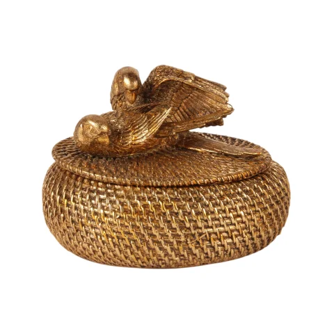 Opbergdoos met deksel - 19 cm - goud - kunsthars
