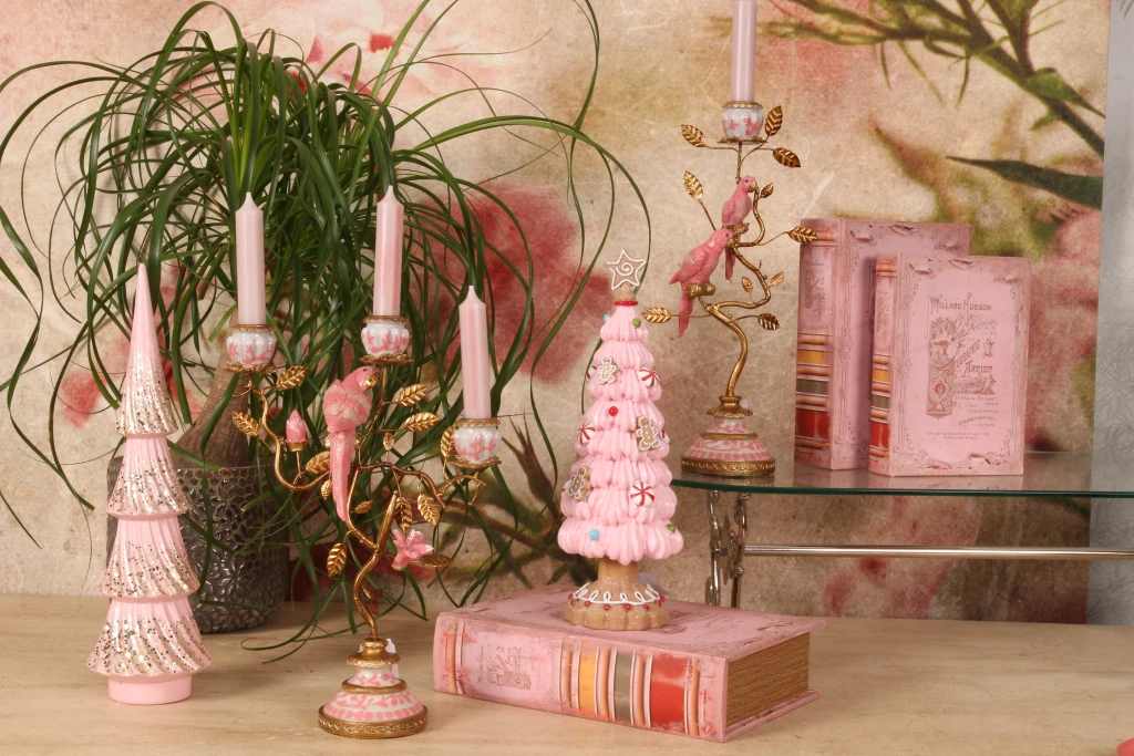 Miniatuurkerstboom - roze - 31,5 cm - kunsthars