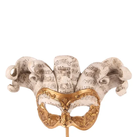 Decoratiemasker op voet - goud - 28 cm - kunsthars