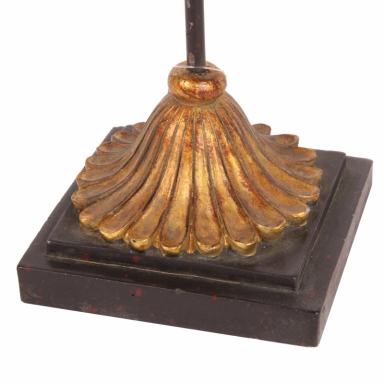 Decoratiemasker op voet - zwart/goud - 28 cm - kunsthars