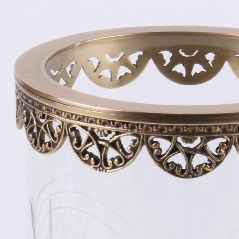 Windlicht Fadida - 23,5 cm - goud - messing en glas