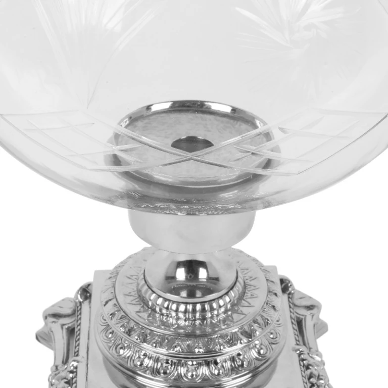Windlicht Samira - 50 cm - zilver - messing en glas