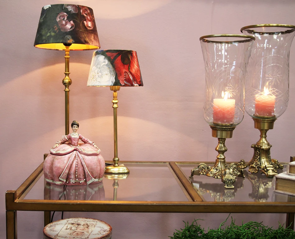 Windlicht Vanna - 57 cm - goud - messing en glas