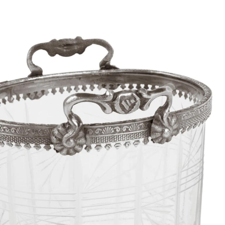 Waxinelichthouder - zilver - messing & glas - 19 cm