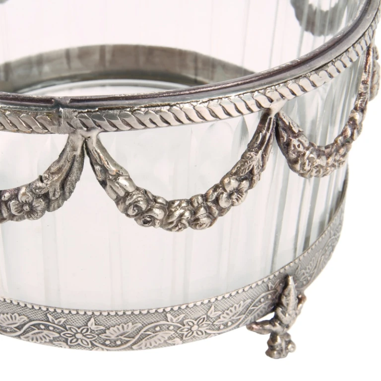 Waxinelichthouder - zilver - 10 cm - messing en glas