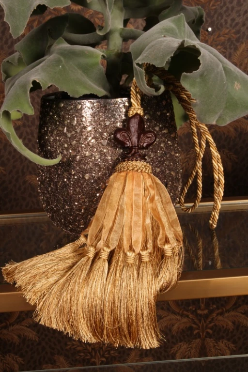 Gordijnkwast Fleur de Lis - 70 cm - goud - stof
