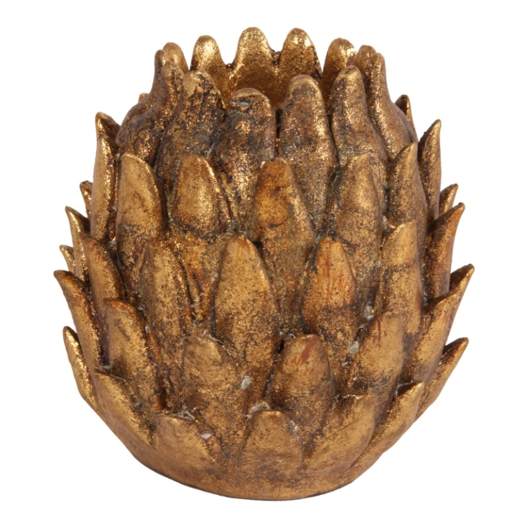 Theelichthouder Artisjok - goud - kunsthars - 9 cm