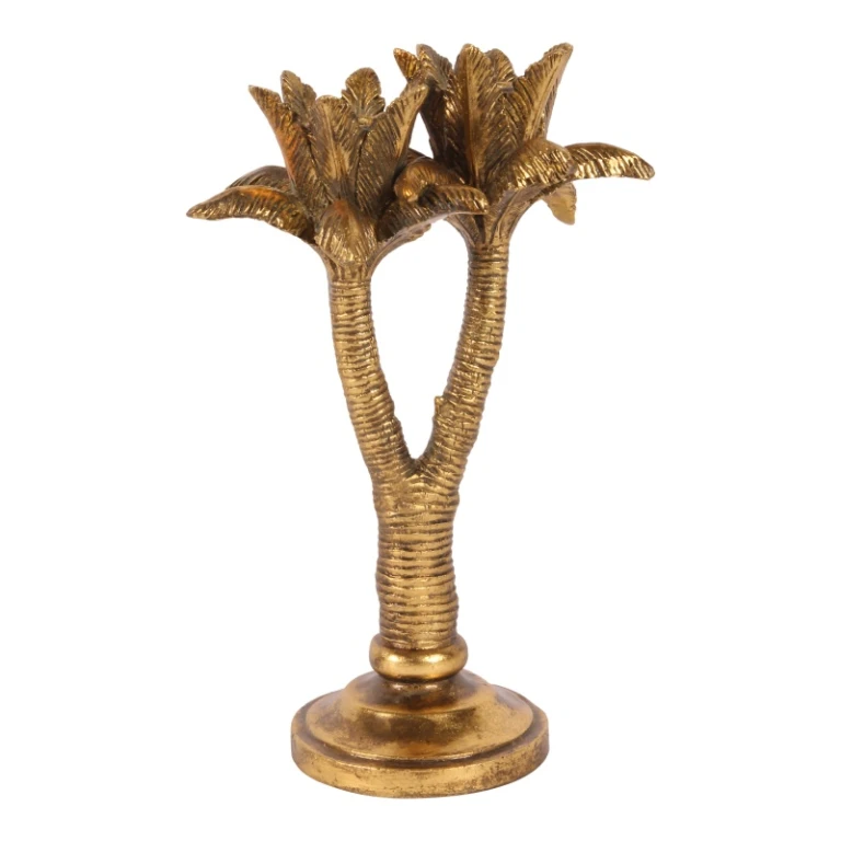 Kandelaar Palmboom - 24 cm - goud - kunsthars