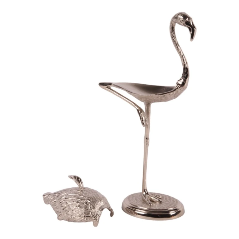 Opbergdoos Flamingo - 29 cm - zilver - messing