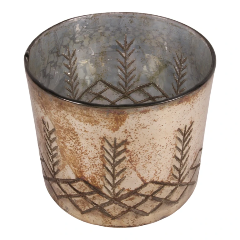 Waxinelichthouder - zilver - glas - 18 cm