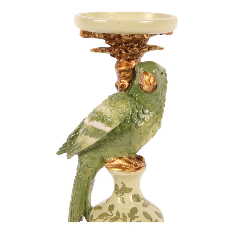 Kandelaar Papegaai - 32 cm - groen - kunsthars