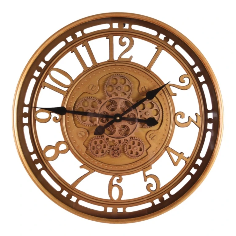 Wandklok Kings County - 53,5 cm - goud - rond - metaal
