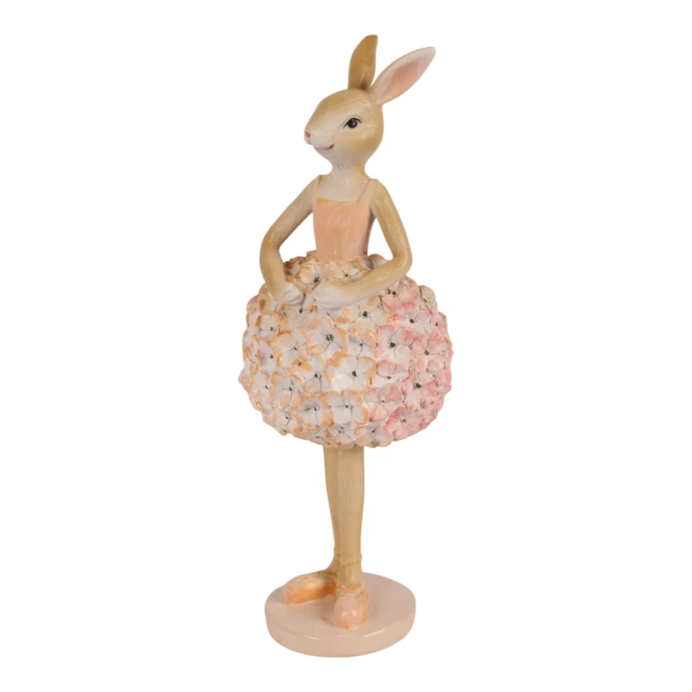 Konijnenbeeldje - roze - 22 cm