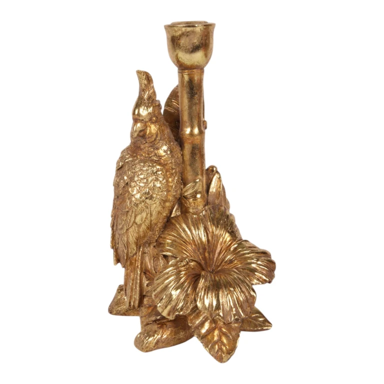 Kandelaar vogel - 25 cm - goud - kunsthars
