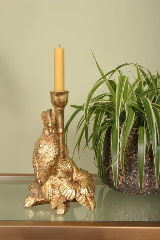 Kandelaar vogel - 25 cm - goud - kunsthars