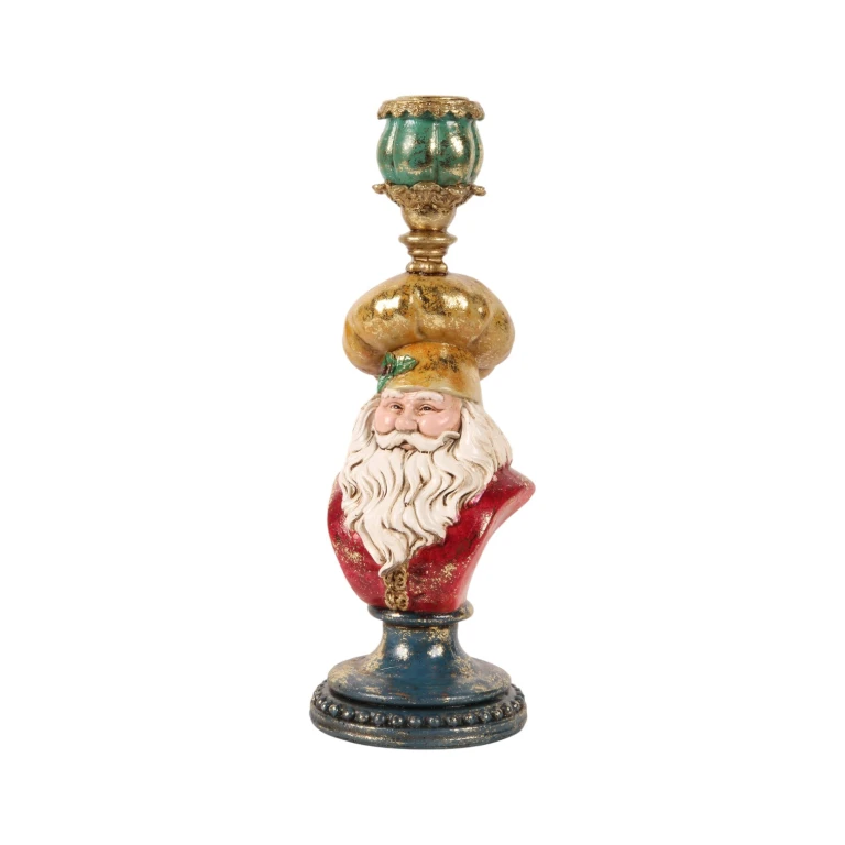 Kandelaar Kerstman - 25 cm - goud - kunsthars