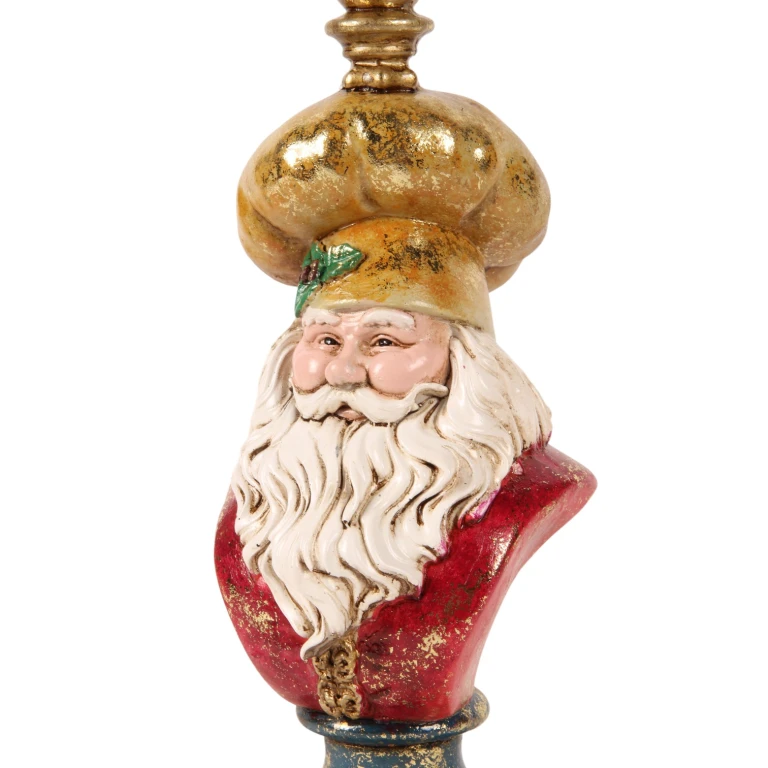 Kandelaar Kerstman - 25 cm - goud - kunsthars