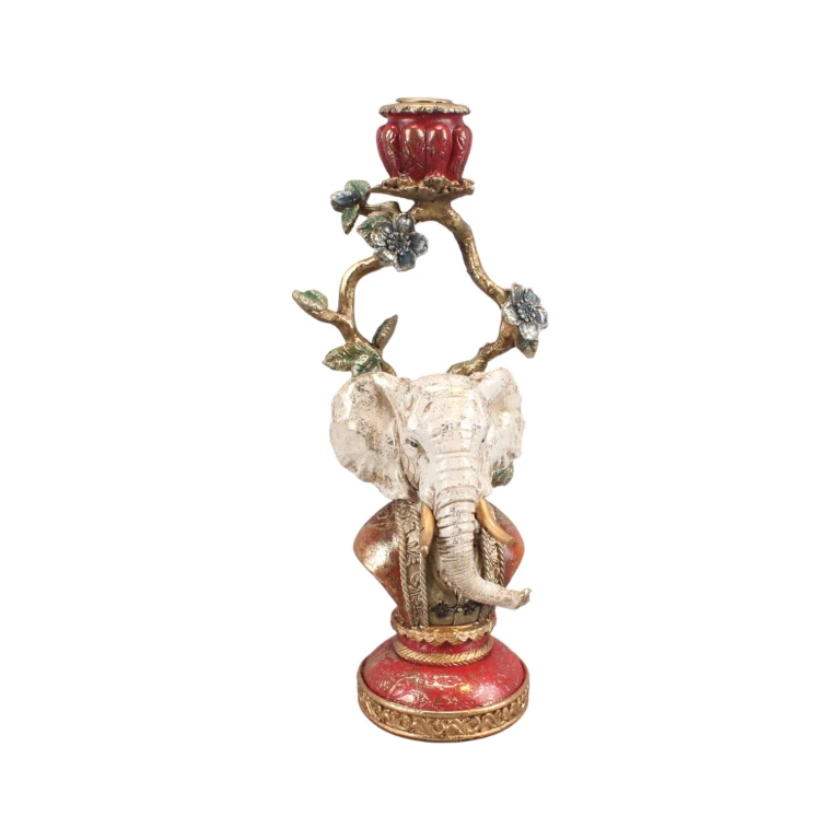 Kandelaar Olifant - 31 cm - veelkleurig - kunsthars