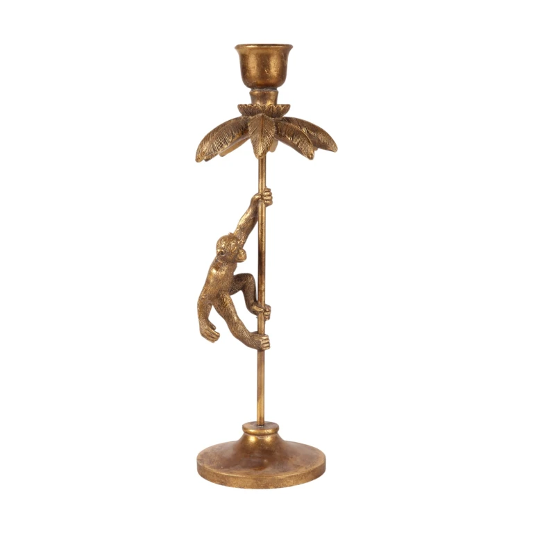 Kandelaar Aap - 31 cm - goud - kunsthars
