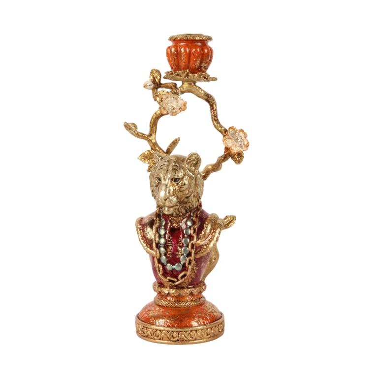 Kandelaar Leeuw - 31 cm - goud - kunsthars