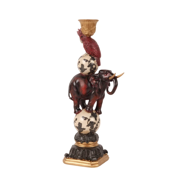 Kandelaar olifant - 30 cm - rood - kunsthars