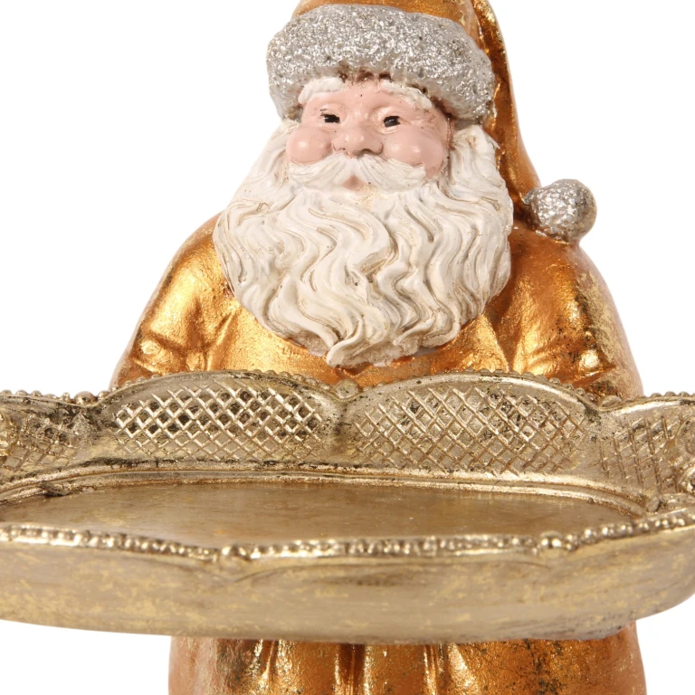 Kerstman met schaal - goud - 24 cm