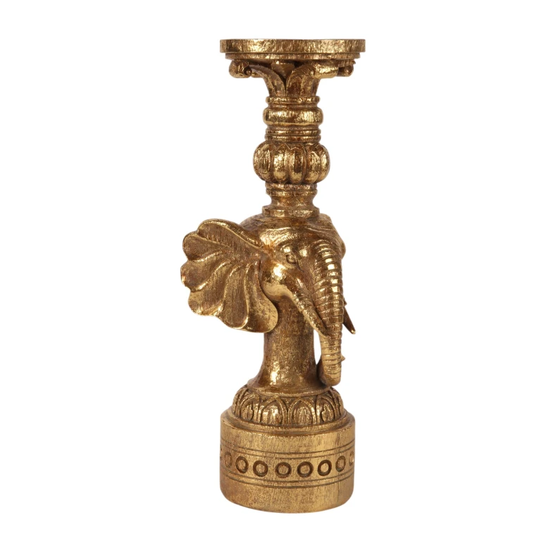 Kandelaar Olifant - 38,5 cm - goud - kunsthars
