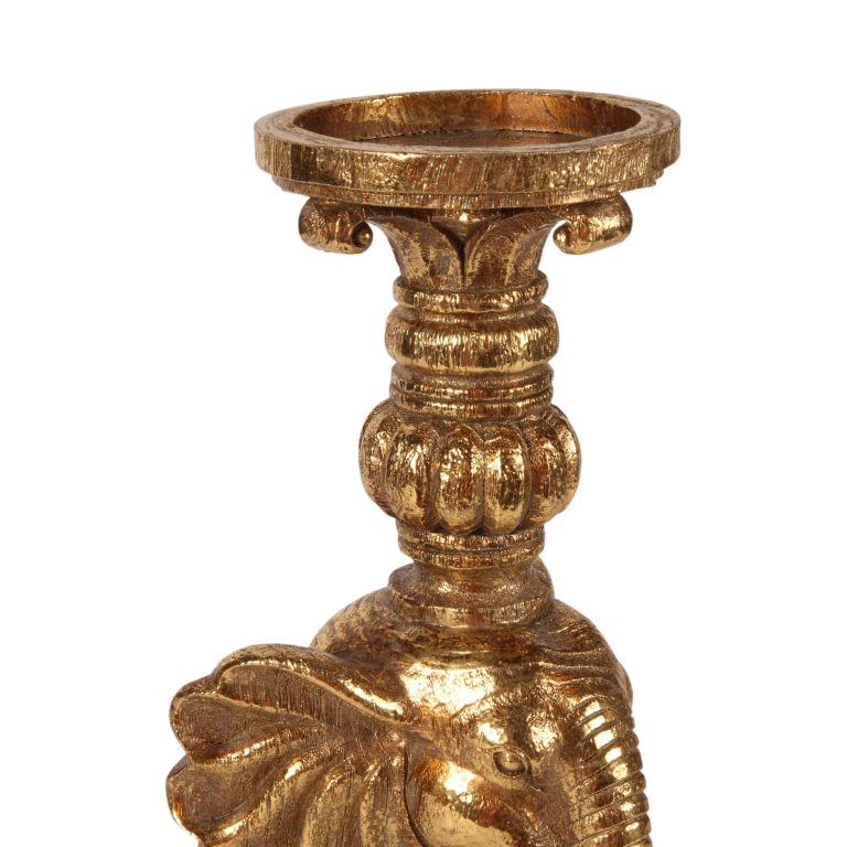 Kandelaar Olifant - 38,5 cm - goud - kunsthars