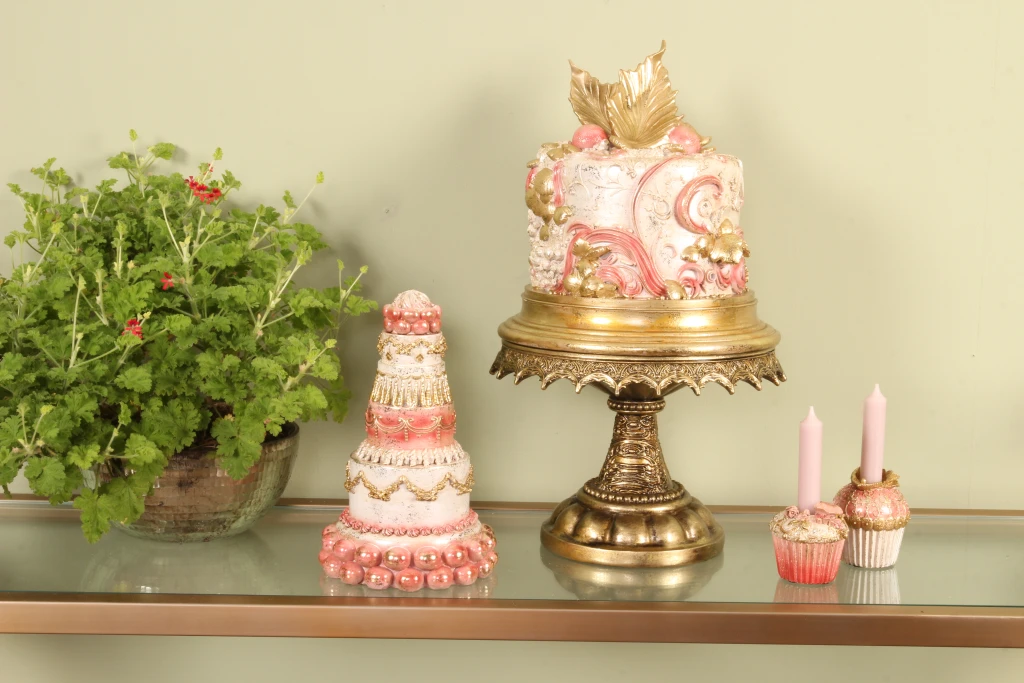 Kandelaar Cake - 9,5 cm - roze - kunsthars