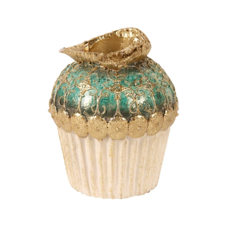 Kandelaar Cake - 9,5 cm - blauw/goud - kunsthars