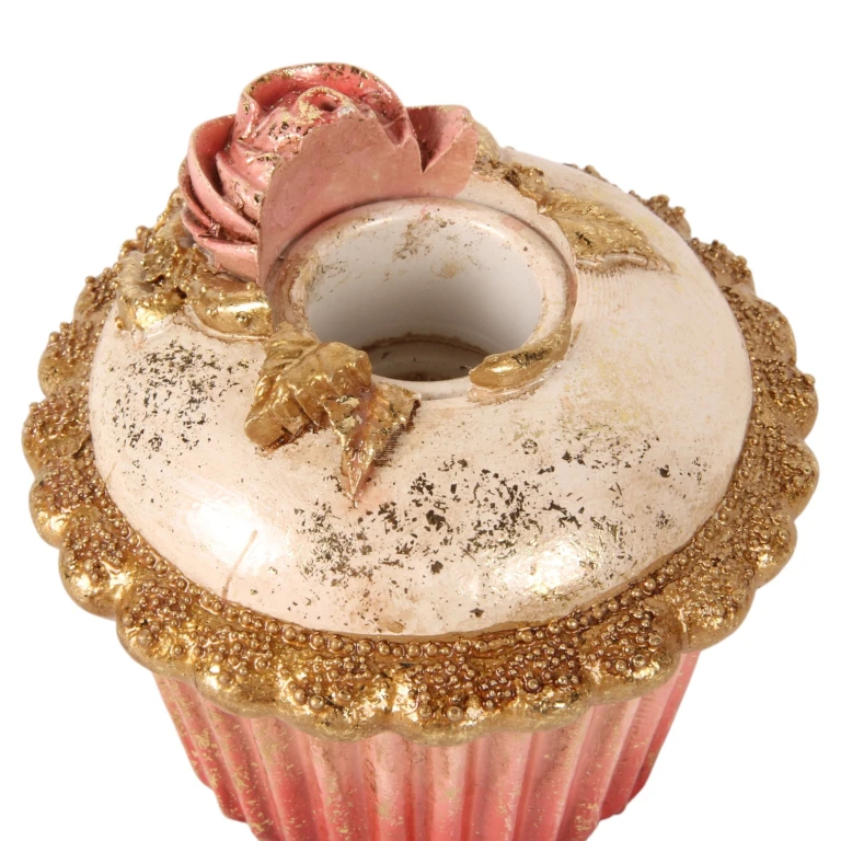 Kandelaar Cake - 7,5 cm - roze - kunsthars
