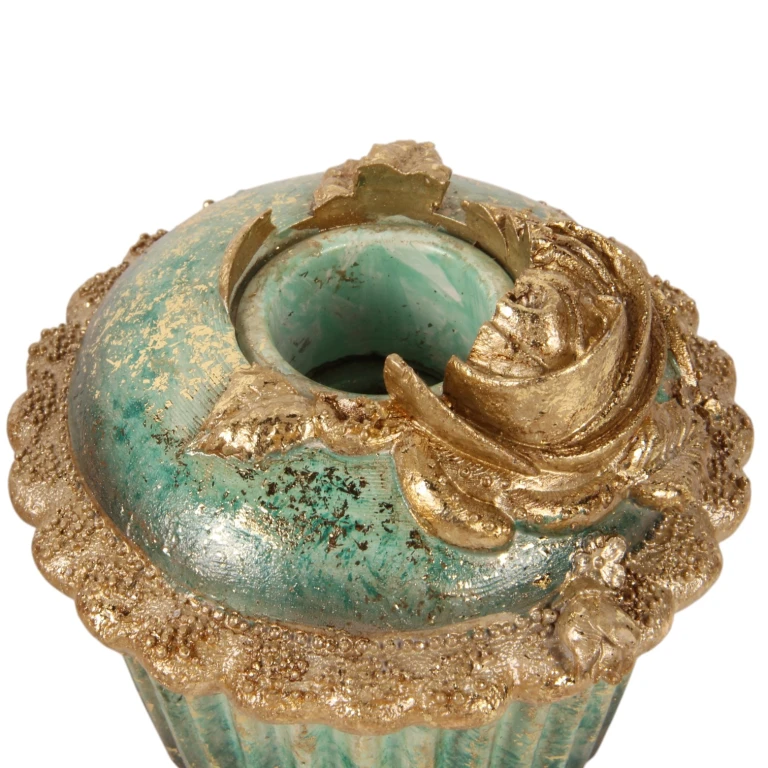 Kandelaar Cake - 7,5 cm - blauw/goud - kunsthars