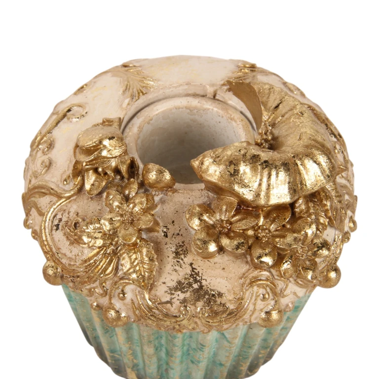 Kandelaar Cake - 8 cm - blauw/goud - kunsthars