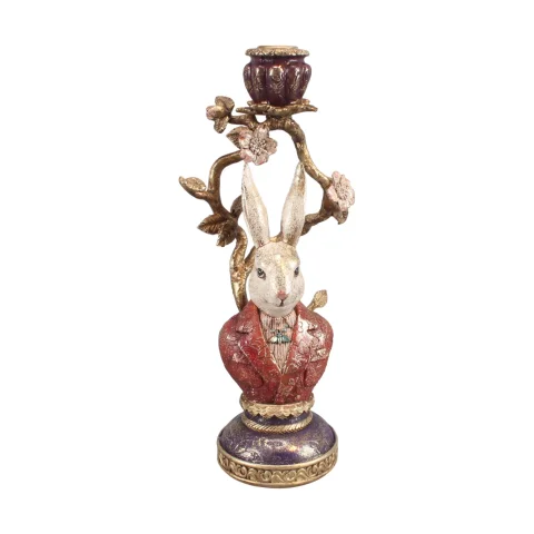 Kandelaar Konijn 30,5 cm - Multi - Resin