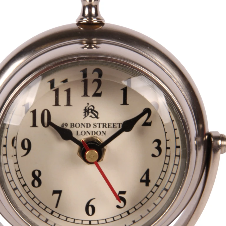 Tafelklok op voet - zilver - aluminium - 22 cm - 1 stuk