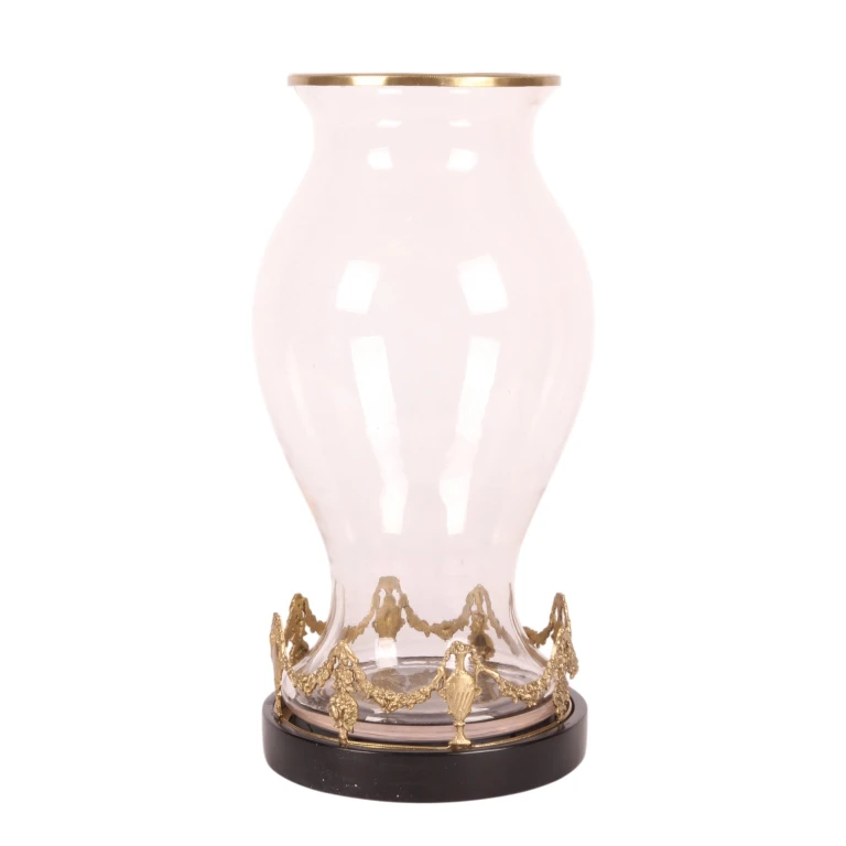 Windlicht - 35 cm - goud - messing en glas