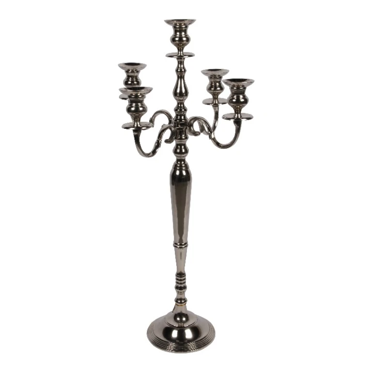 Kandelaar - 5 armen - 104 cm - zilver - aluminium